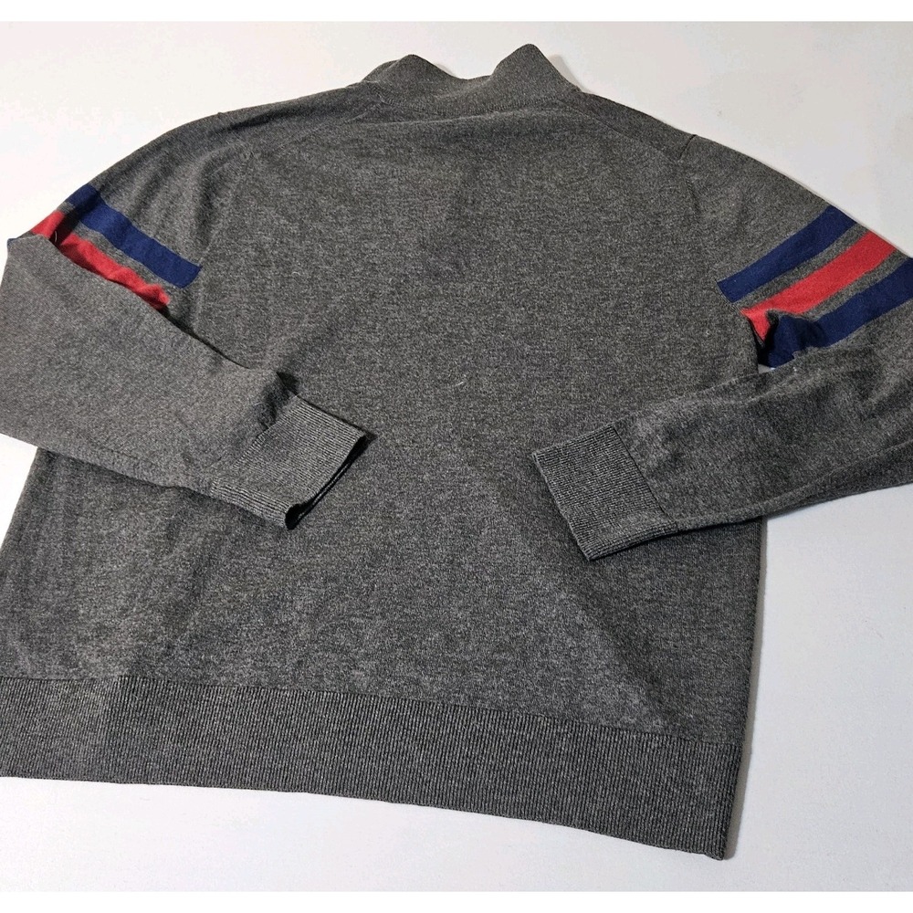 Brooks Brothers Men's Merino Wool 1/4 Zip Pullover Sweater Large Blue Red Gray - Picture 5 of 7